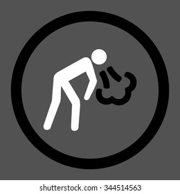 Cough vector icon. Style is bicolor flat rounded symbol, black and white colors, rounded angles, gray background.