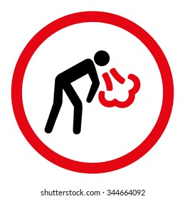 Cough vector icon. Style is bicolor flat rounded symbol, intensive red and black colors, rounded angles, white background.
