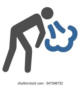 Cough vector icon. Style is bicolor flat symbol, cobalt and gray colors, rounded angles, white background.