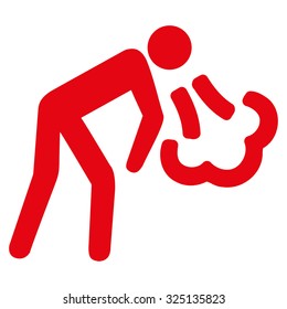 Cough vector icon. Style is flat symbol, red color, rounded angles, white background.
