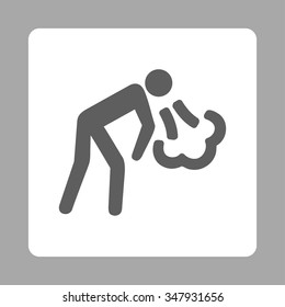 Cough vector icon. Style is flat rounded square button, dark gray and white colors, silver background.
