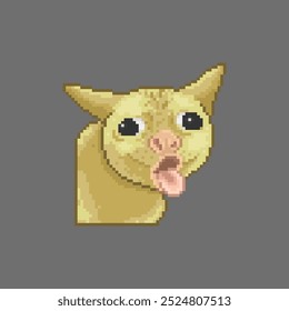 Coughing cat, pixel art meme illustration