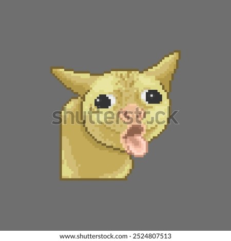 Coughing cat, pixel art meme illustration