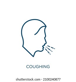 coughing icon. Thin linear coughing outline icon isolated on white background. Line vector coughing sign, symbol for web and mobile