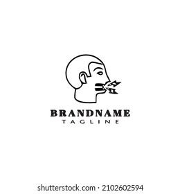 coughing logo cartoon icon design template isolated black modern vector