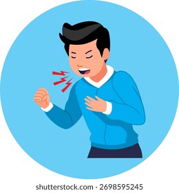 Coughing man animation vector, High Resolution EPS file