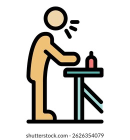 Coughing man icon. Outline coughing man vector icon color flat isolated