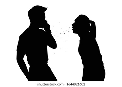 Coughing man in public silhouette vector