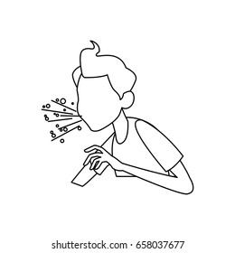 coughing man sick person with cold flu and virus