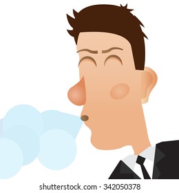 Coughing Man Man Sneezes Stock Vector (Royalty Free) 342050378