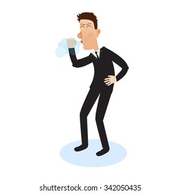Coughing man. Man sneezes