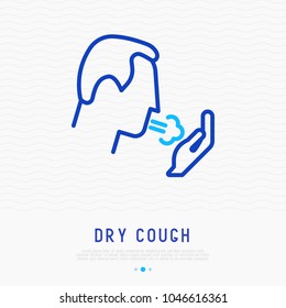 Coughing man thin line icon. Modern vector illustration of lung disease, asthma, bronchitis. 