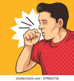 Coughing Man. Vector Flat Illustration