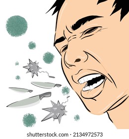 coughing man with virus desease