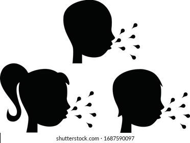 Coughing people - Silhouette face icons