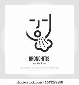 Coughing Thin Line Icon. Symptom Of Bronchitis, Pneumonia, Coronavirus. Healthcare And Medical Vector Illustration.