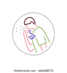 In einem Gewebesymbol in einem einfachen Stil schneiden. Atemhygiene-Zeichen. Niesen Piktogramm. Konzept der medizinischen Versorgung. Rahmensymbol. Vektorillustration einzeln auf weißem Hintergrund