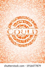 Could abstract orange mosaic emblem 
