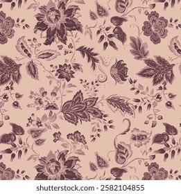  It could be suitable for fabric, clothing designs, or wrapping paper due to its vibrant and playful elements. The design emphasizes a floral theme enhanced by the delicate presence 