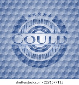 Could blue emblem or badge with abstract geometric polygonal pattern background. Vector Illustration. Detailed. 