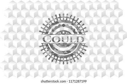 Could grey badge with geometric cube white background