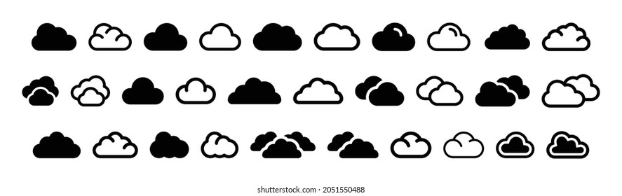 Could icon set in black and white design. Cloudy icon