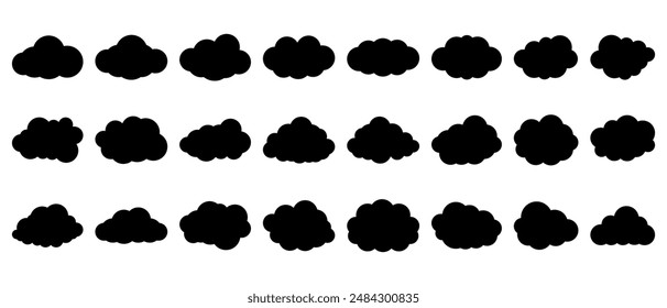 Could icon set in black and white design. Cloudy icon