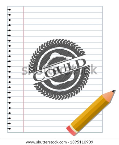 Could pencil strokes emblem. Vector Illustration. Detailed.