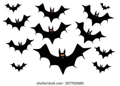 A couldron or flock of vampire bats set on a white background