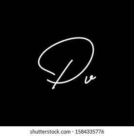 Coule Cursive Letters Initial DV Signature Handwriting Calligraphy
