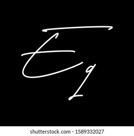 Coule Cursive Letters Initial EQ Signature Handwriting Calligraphy