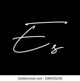 Coule Cursive Letters Initial ES Signature Handwriting Calligraphy