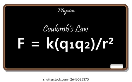 Lei de Coulomb equação física fórmula quadro-negro força carga elétrica constante distância ciência ajudar a aprender