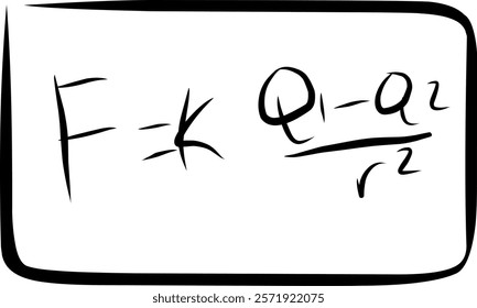 Coulomb's law physics formula in Doodle style