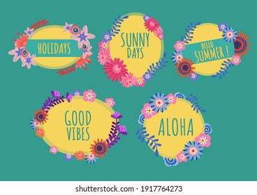 coulor beauty floral label for text on  