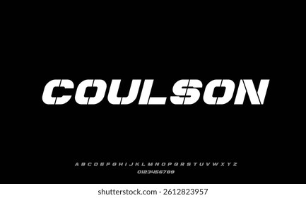 Coulson Italic vector font alphabet with numbers