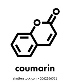 Coumarin herbal fragrant molecule. Responsible for the scent new-mown hay. Skeletal formula.