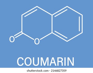 Coumarin herbal fragrant molecule. Responsible for the scent new-mown hay. Skeletal formula.