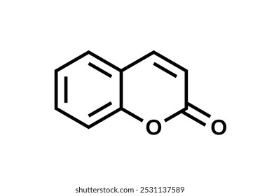 Coumarin structural formula, C9H6O2 vector illustration. Tonka bean odor