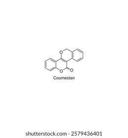 Coumestan skeletal structure.Isoflavonoid compound schematic illustration. Simple diagram, chemical structure.