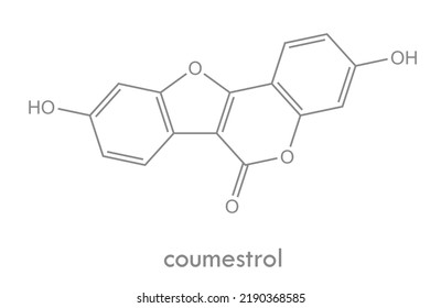 Coumestrol Structure. Molecule Of Phytoestrogen, Natural Compound.