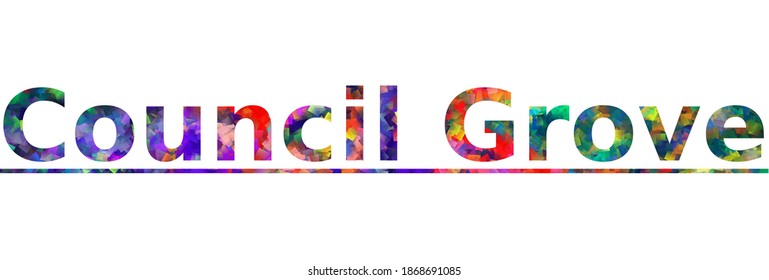 Council Grove. Colorful typography text banner. Vector the word council grove design. Can be used to logo, card, poster, heading and beautiful title