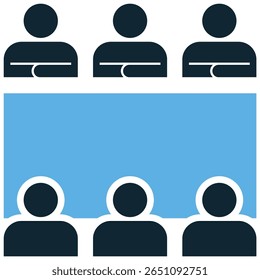 Council icon vector, representing governance, administration, and collective decision-making bodies. Ideal for illustrating local government, community organizations, or official meetings.