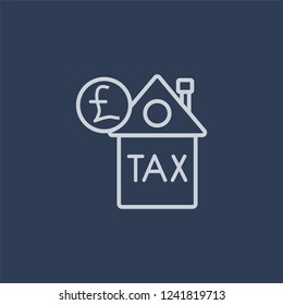 Council Tax Icon. Council Tax Linear Design Concept From Council Tax Collection. Simple Element Vector Illustration On Dark Blue Background.