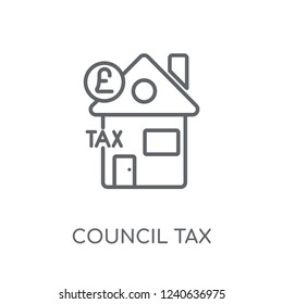 Council Tax Linear Icon. Modern Outline Council Tax Logo Concept On White Background From Business Collection. Suitable For Use On Web Apps, Mobile Apps And Print Media.