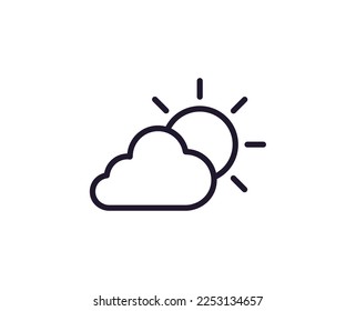 Cound and sun concept. Single premium editable stroke pictogram perfect for logos, mobile apps, online shops and web sites. Vector symbol isolated on white background. 