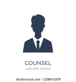 counsel icon. Trendy flat vector counsel icon on white background from law and justice collection, vector illustration can be use for web and mobile, eps10