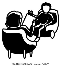 Counseling Appointment icon represented by Counseler, client Black Filled style.