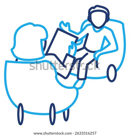 Counseling Appointment icon represented by Counseler, client Dual Line style.
