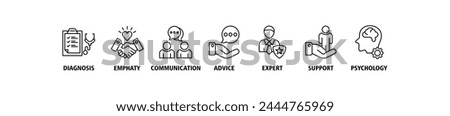 Counseling banner web icon vector illustration concept for counseling psychology and mental healthcare with an icon of diagnosis, empathy, communication, therapy, advice, expert, and support